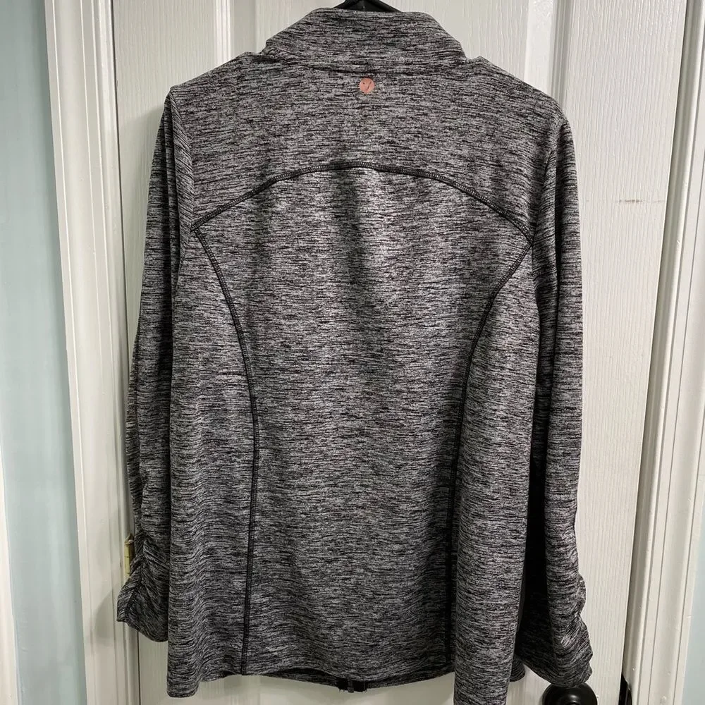 Lane Bryant Livi Athletic Jacket Zip Size 14/16 Dark Heather Gray Pockets Ruffle - Picture 2 of 8
